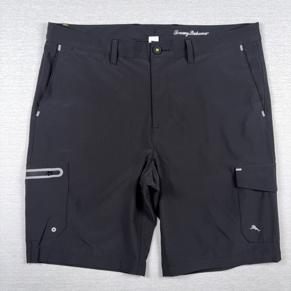 Tommy Bahama Cayman Isles Islandzone 10" Shorts Mens Size 34 Black Poly Stretch